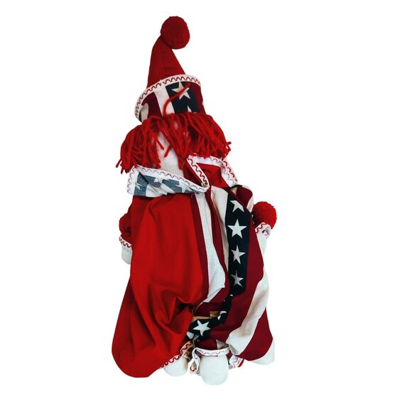 Handmade Vintage Patriotic Clown Doll With Red Hat & Star-Striped Outfit 22-Inch - Picture 2 of 4